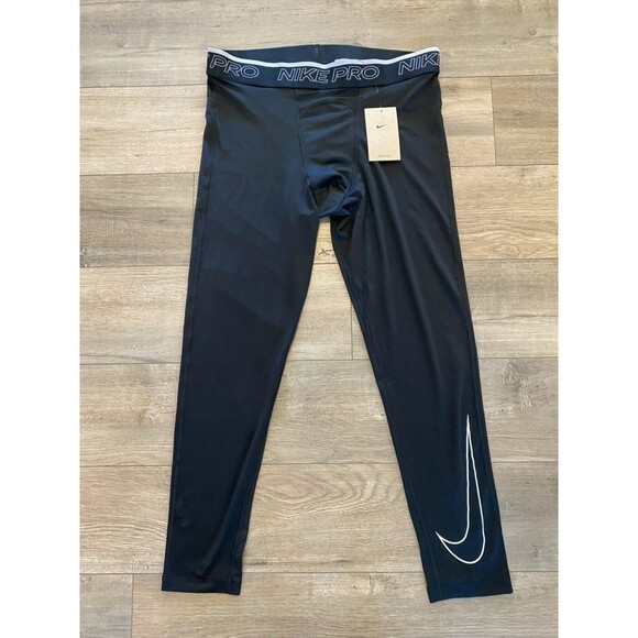 Nike Pro Dri-Fit Men's 3/4 Tights Size 2XLT Tall Black DD1919-010 Swoosh - Picture 1 of 9